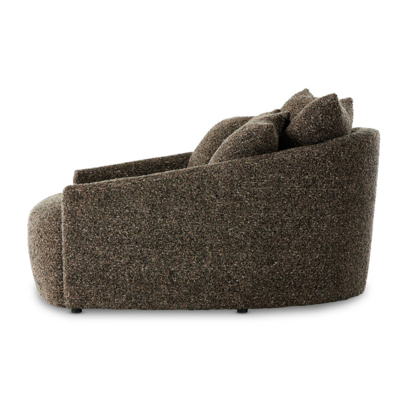 Chloe Curved 62" Round Arm Loveseat, Ivan Granite Boucle