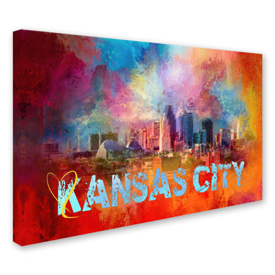 Sending Love to Kansas City' Graphic Art Print on Wrapped Canvas -  Trademark Fine Art, ALI14969-C1624GG