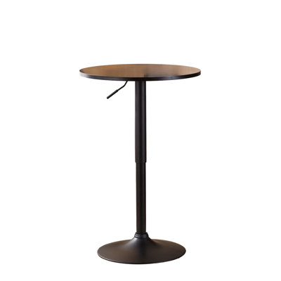 Modern Adjustable Metal Work Table, Black, 24" Diameter Round Top, Height 26"-36 Black Top Sun Lounger Base, Outdoor Comfort