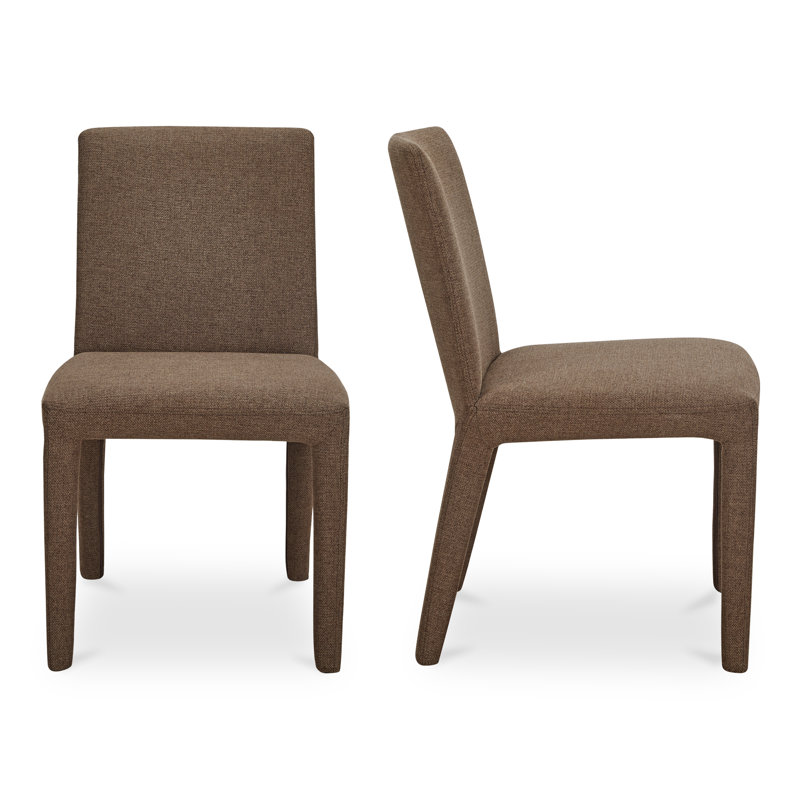 Chaise de salle à manger Brandie avec tissu performant, Toile brune performance