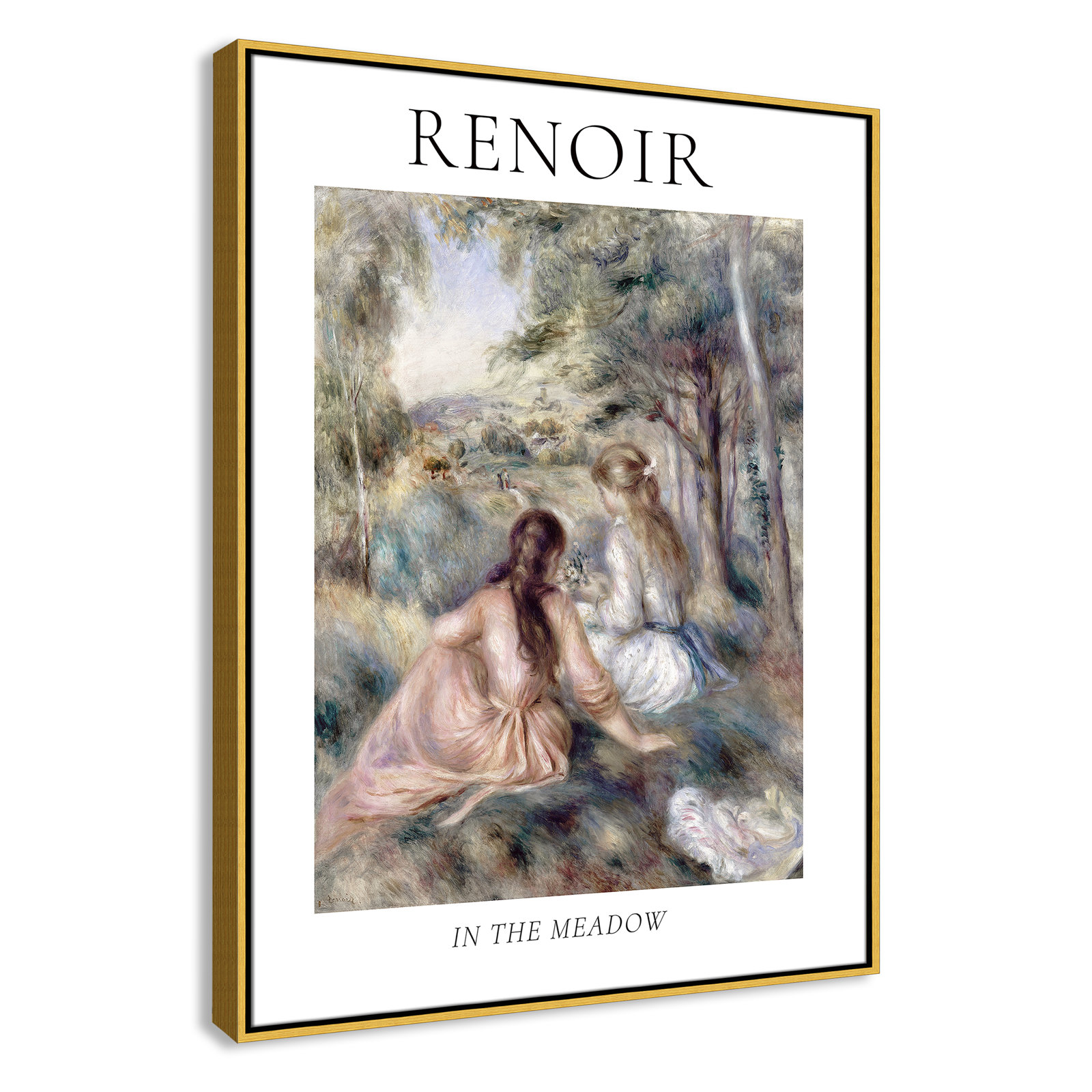 Old Masters Collection " In The Meadow " by Auguste Renoir, No, 41.5" H x 31.5" W x 2" D, Gold Floater Frame