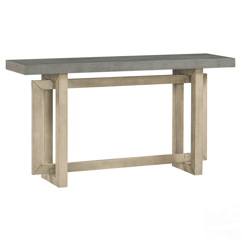 Table d'entrée avec placage de pin, conception triple rectangulaire unique, pieds en pin épais, polyvalente pour le couloir et le salon