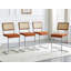 Ensemble de tabourets de bar tissés naturels 4 pièces avec dossier en bois massif Tabouret de comptoir de style médiéval moderne de 25 pouces avec pieds en métal chromé.