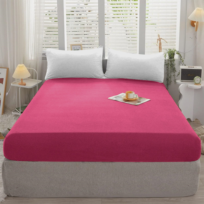 Cotton Blend 30cm Deep Pocket Jersey Fitted Sheet, Double (4'6), Pink