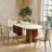 Modern 71" Rectangular Dining Table for 6, Solid Wood Legs, Stone Table-top