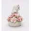 Figurine de chaton miniature en porcelaine fine près d'un pot de fleurs - 7,6 cm de hauteur