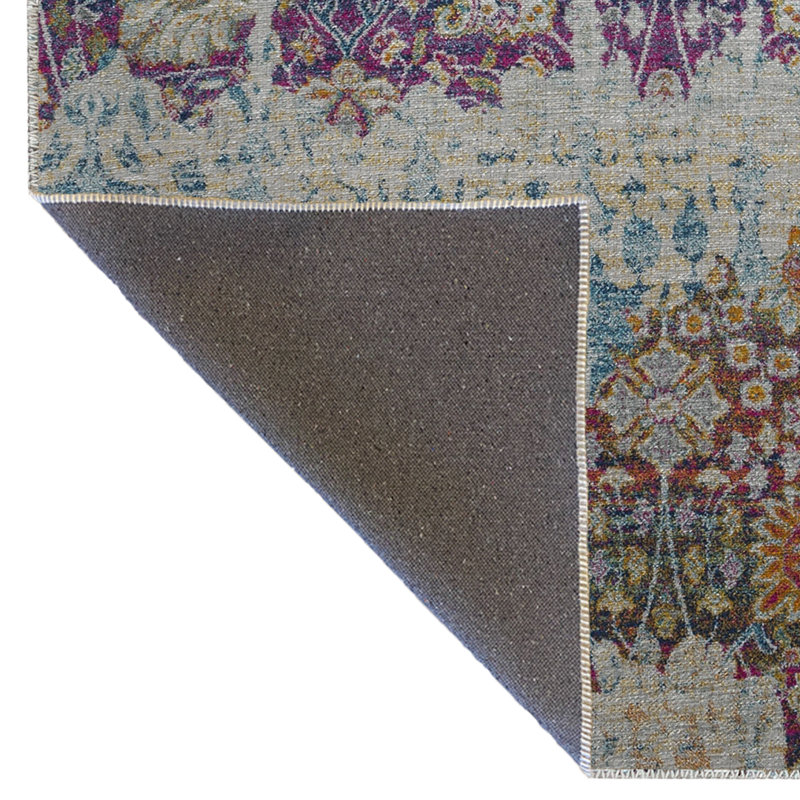 Cotton Floral Indoor Rug, Rectangle 5'1.02" x 7'6.55"