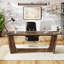 Bureau de direction 71 po pour bureau à domicile - Table d'ordinateur industrielle en bois rustique avec piédestal en bois massif, grand poste d'écriture pour bureau ou bureau - Finition résistante aux égratignures - Brun rustique