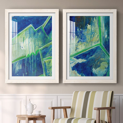 «Geometric In Cool V-Premium», reproduction encadrée prête à être accrochée