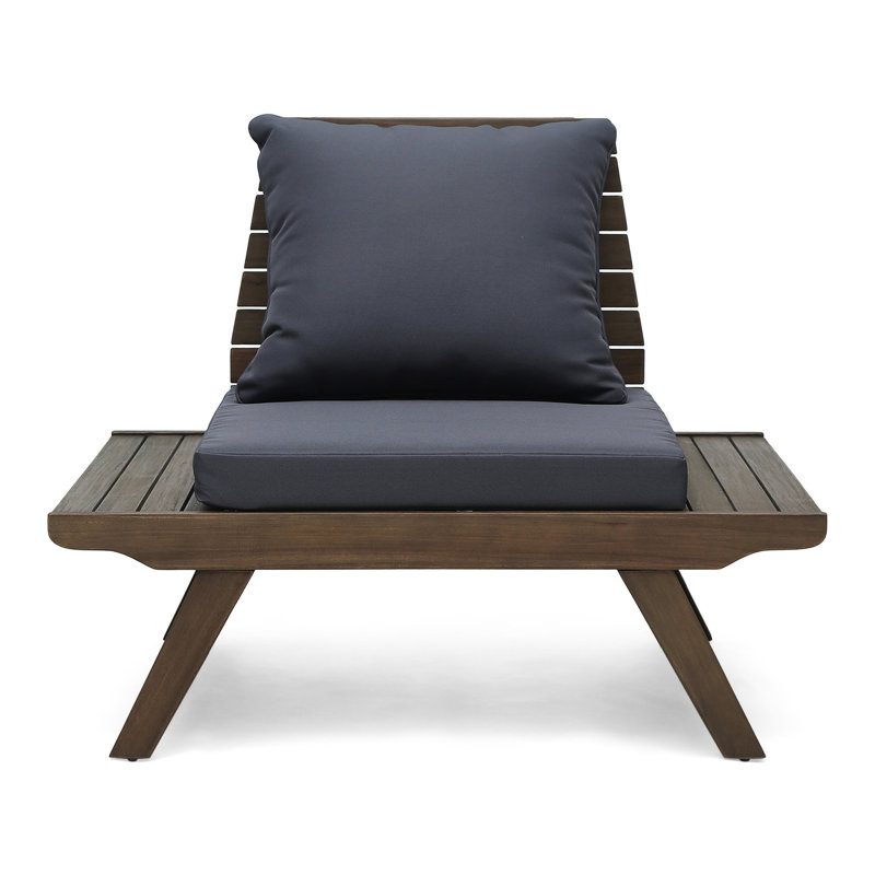 Outdoor Club Chair With - Cushion And Expanded Seat - Dark Grey Broad, Brown, Dark Gray