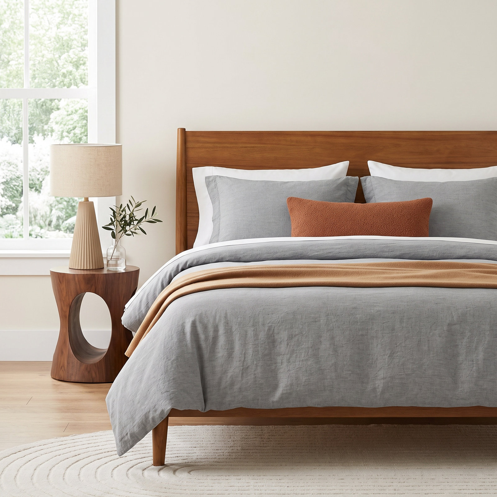 Crinkle Washed Cotton Duvet Cover Set, King/Cal. King Duvet Cover + 2 Shams, Ash Gray