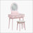 Beautiful Pink Finish Vanity Dresser With Mirror And Stool Set Storage Drawers Bedroom Furniture 1Pc-646533764