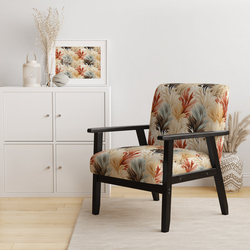 Fauteuil rembourré d'appoint tropical D, Rêves de motif de bois de grève tropical II