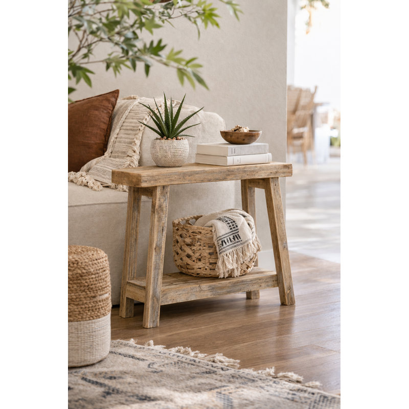 Table d'appoint en bois récupéré 26 po | Table de bout étroite rustique