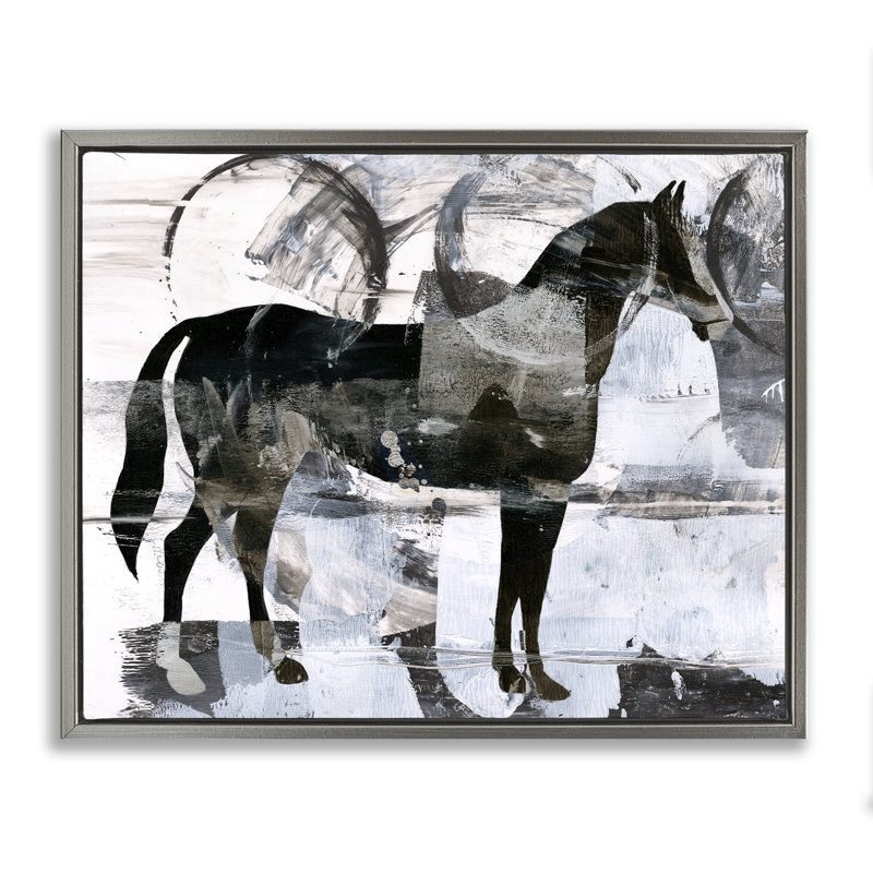 Circle Pattern & Horse Canvas Wall Art by Ethan Harper, Luster Gray Floater Frame, 25" H x 31" W
