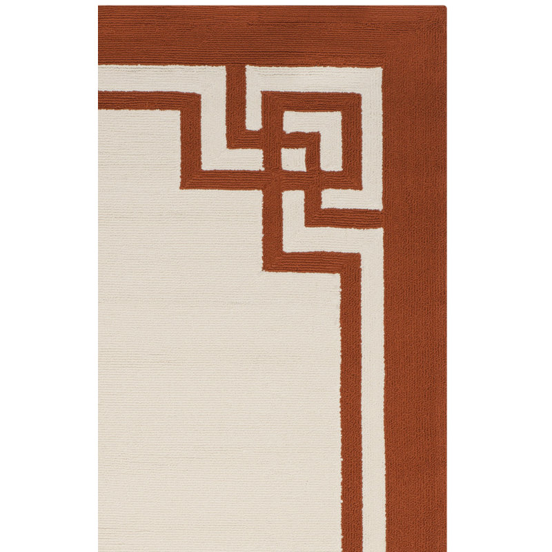 Tapis intérieur / extérieur blanc cassé / sang en laine crocheté à la main Ravenwood, Rectangle 8 pi x 10 pi