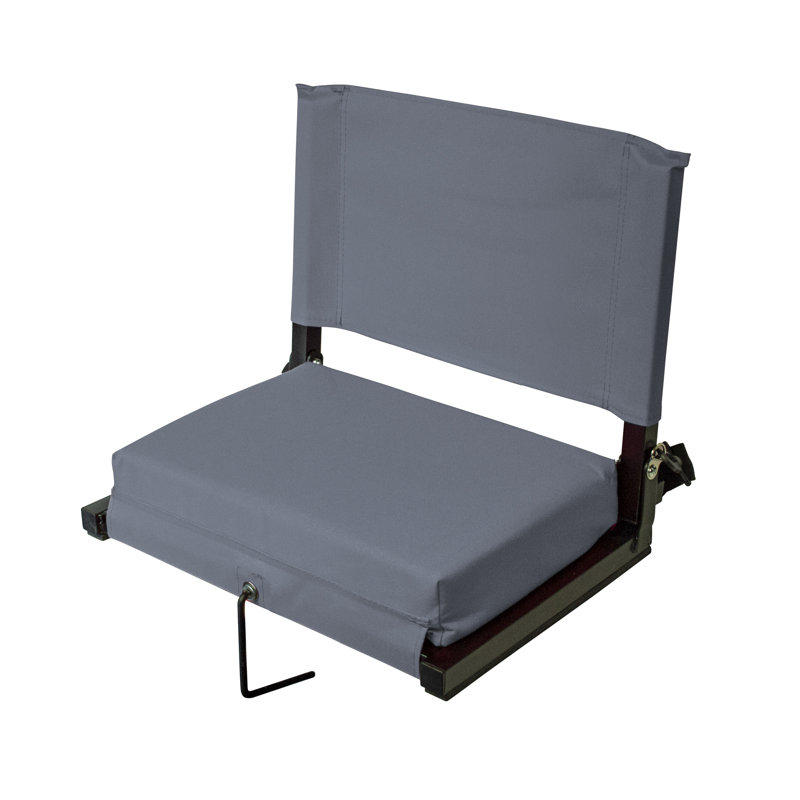 Gray Folding Stadium Seat with Cushions and Back Support