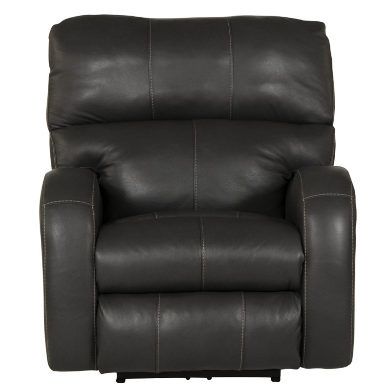 Fauteuil inclinable électrique en cuir italien Friese avec appui-tête réglable, Cuir gris