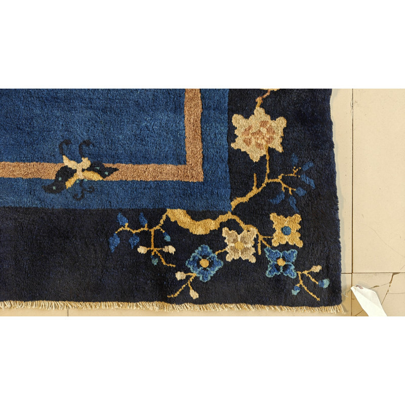 Wool Rectangle 1920s Knotted Chinese Hallway Runner Blue - Peking Antique Rug