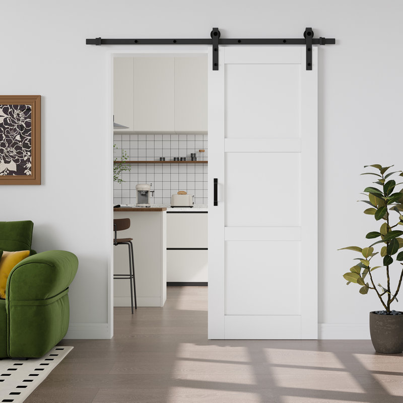 𝗣𝗿𝗲-𝗮𝘀𝘀𝗲𝗺𝗯𝗹𝗲𝗱 𝗗𝗼𝗼𝗿 𝗣𝗮𝗻𝗲𝗹, Porte de grange coulissante en bois manufacturé massif avec trousse de quincaillerie