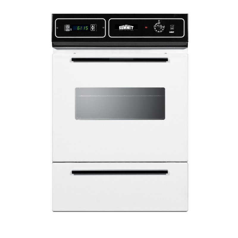 Summit 24" White Electric Wall Oven with Timer and Storage