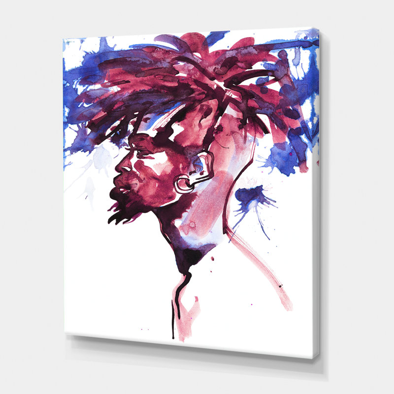 «Handsome African Man Fashion Portrait of Young Guy», peinture sur toile, H 32 po x l 16 po x P 1 po, Toile tendue