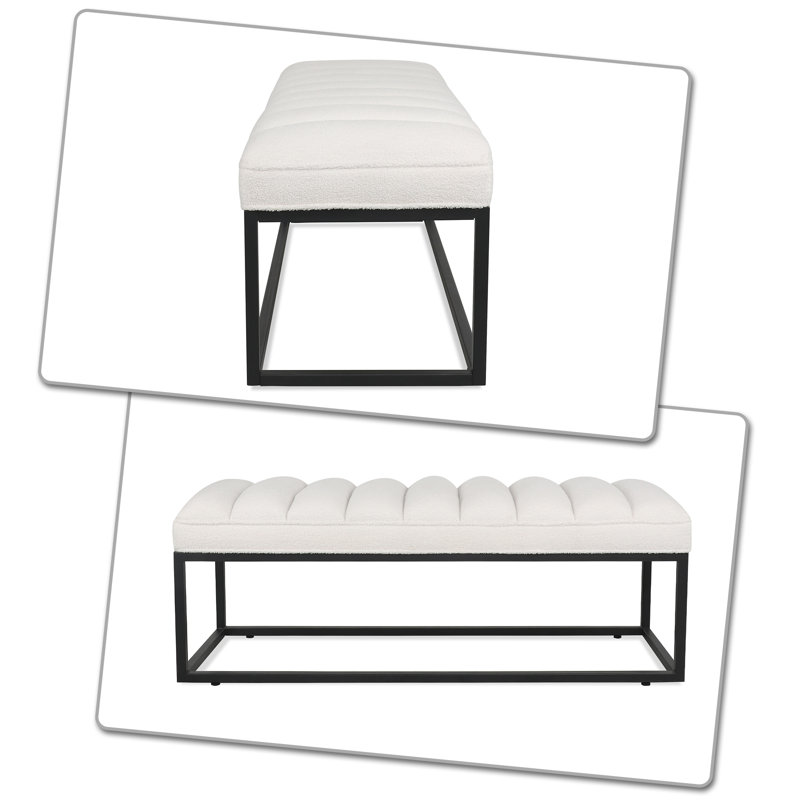 Banc rembourré avec base en métal Stillas, Blanc