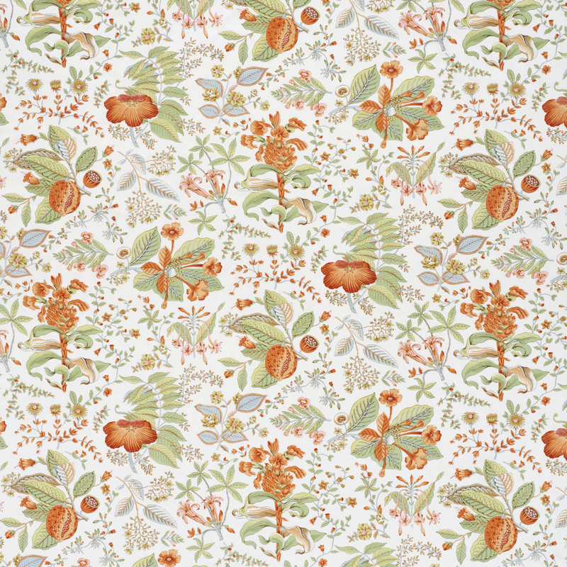 Tissu botanique grenade, Orange