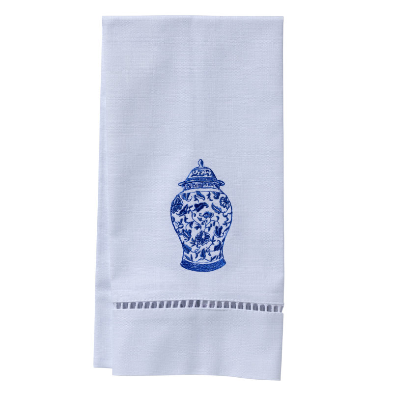 Serviette à main french scroll Beom, Bleu de cobalt