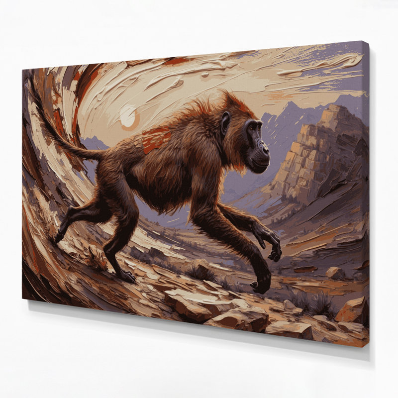 Faune gélifiée sur toile, art mural brun, H 16 po x l 20 po
