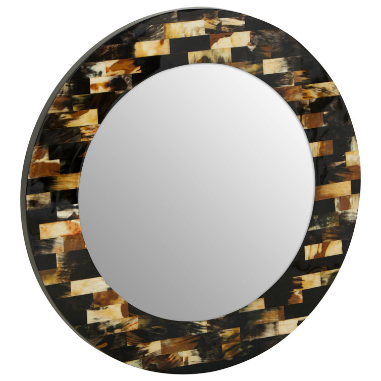Round Framed Wall Mounted Accent Mirror in Gold/Black