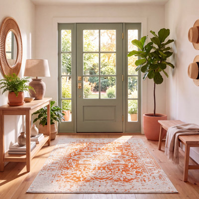 Tapis oriental orange / ivoire Christa