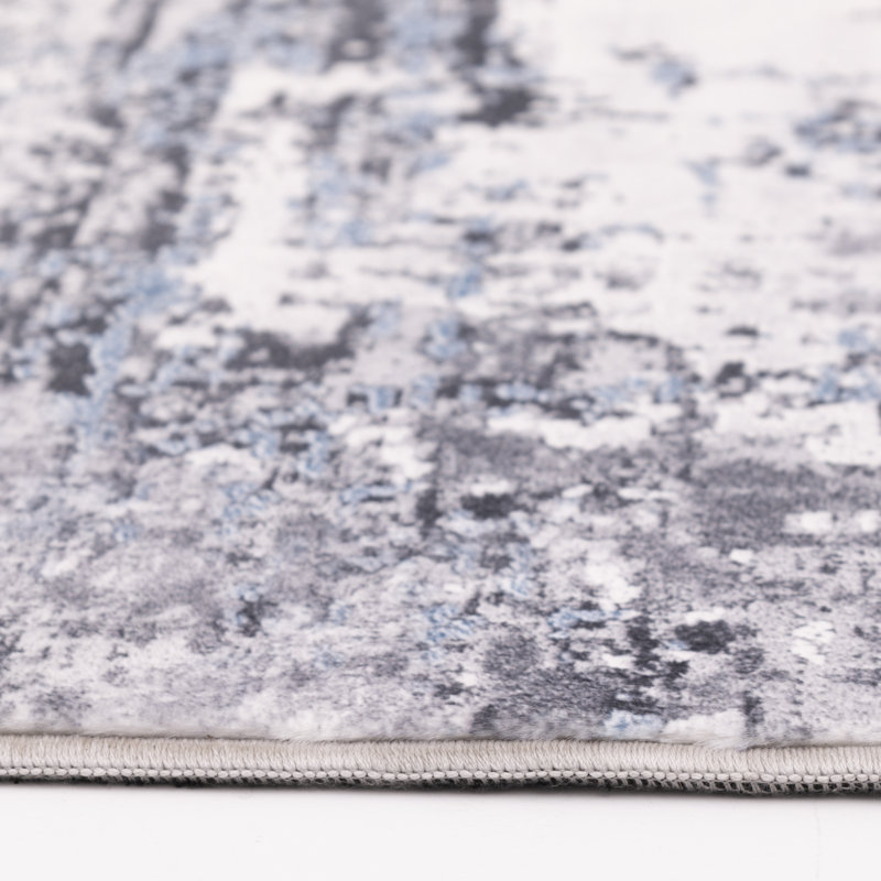 Tapis gris / ivoire touffeté Tashi, Rectangle 7 pi 10 po x 9 pi 6 po