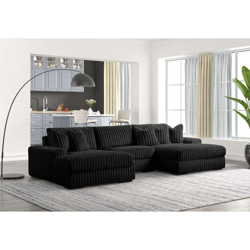 Canapé modulaire 3 pièces Sunday XL, Tissu noir