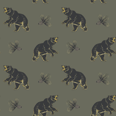 Roaming Black Bear - Greenwood Wallpaper