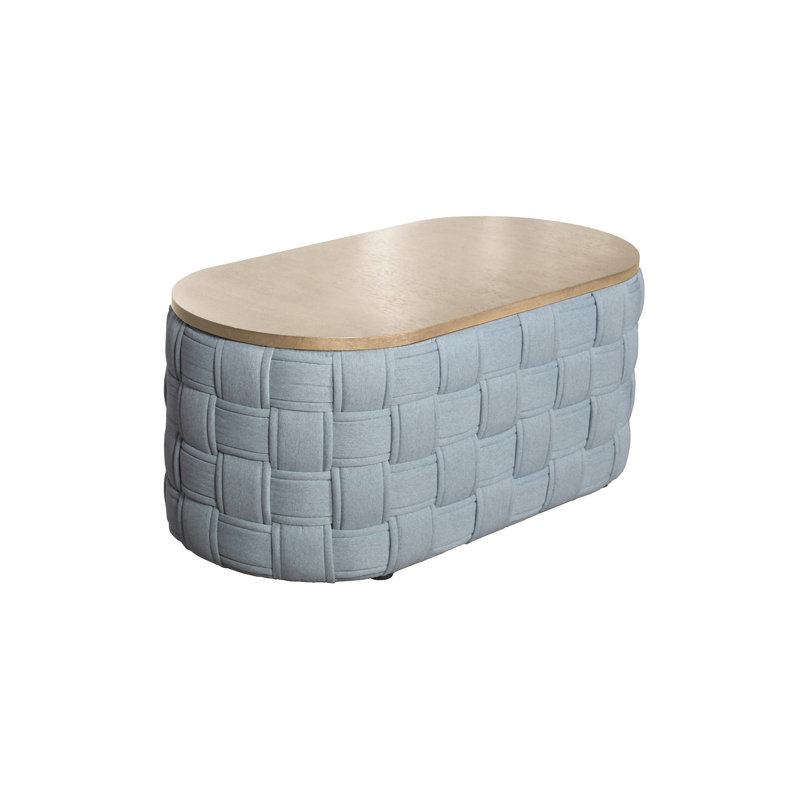 Table basse Saree en chenille bleu sarcelle clair (table basse incluse)