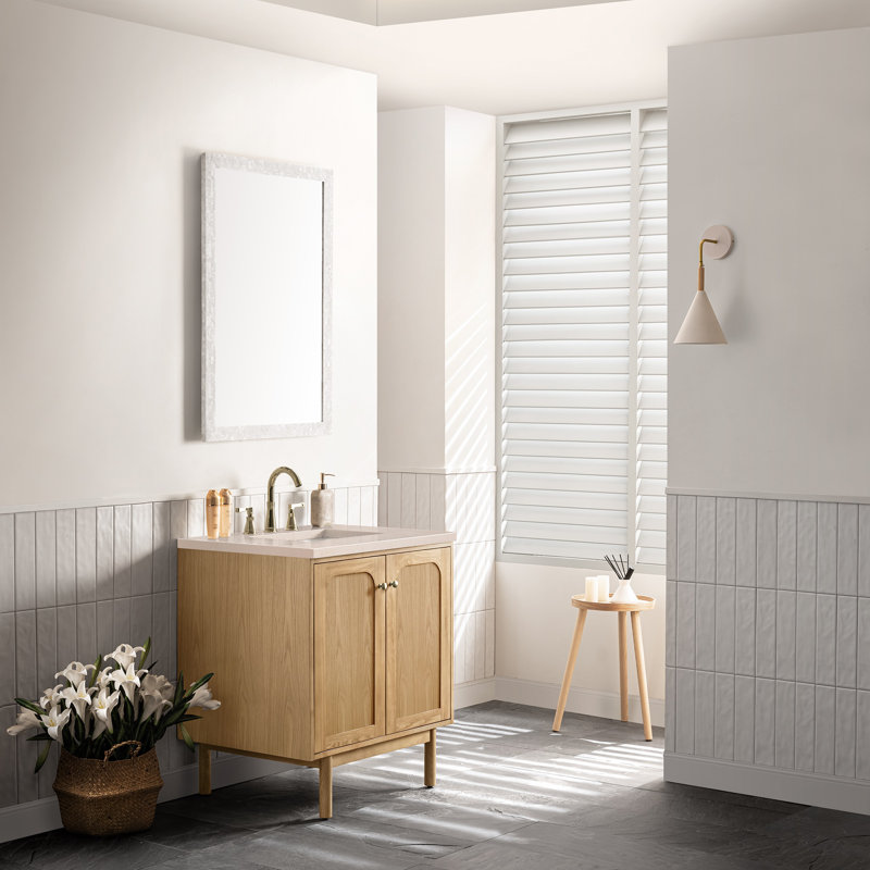 Laurent 30'' W Single Vanity, Victorian Silver, 8" Widespread, Light Natural Oak