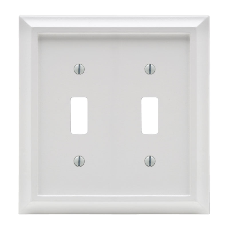 White Wood 2-Gang Toggle Light Switch Wall Plate
