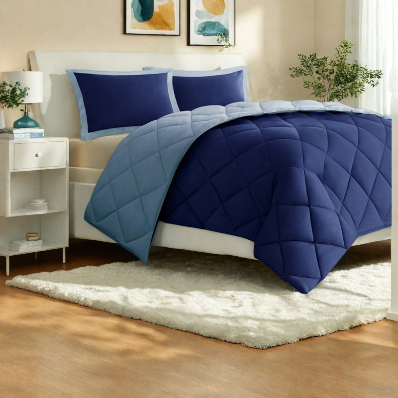 Premium Reversible Bedding Sets, Hypoallergenic Polyester Diamond Quilt For Modern Home