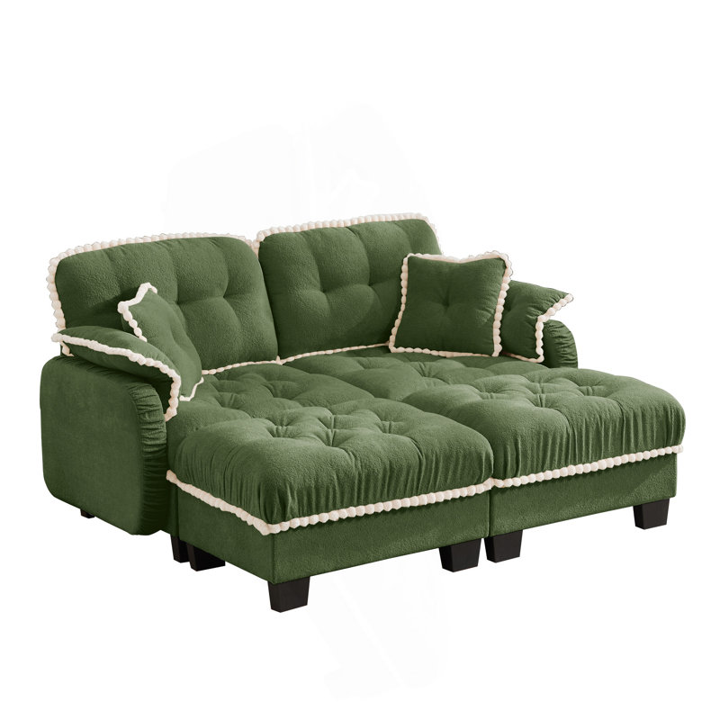 Canapé en chenille avec repose-pieds mobile Cloud, Green Chenille