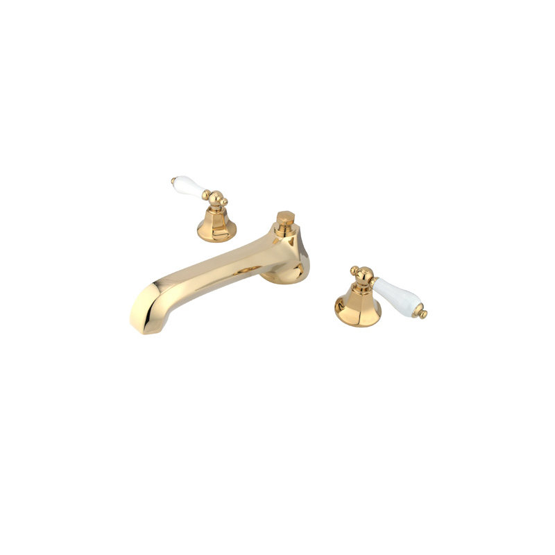Metropolitan Double Handle Deck Mounted Roman Tub Faucet, Polished Brass