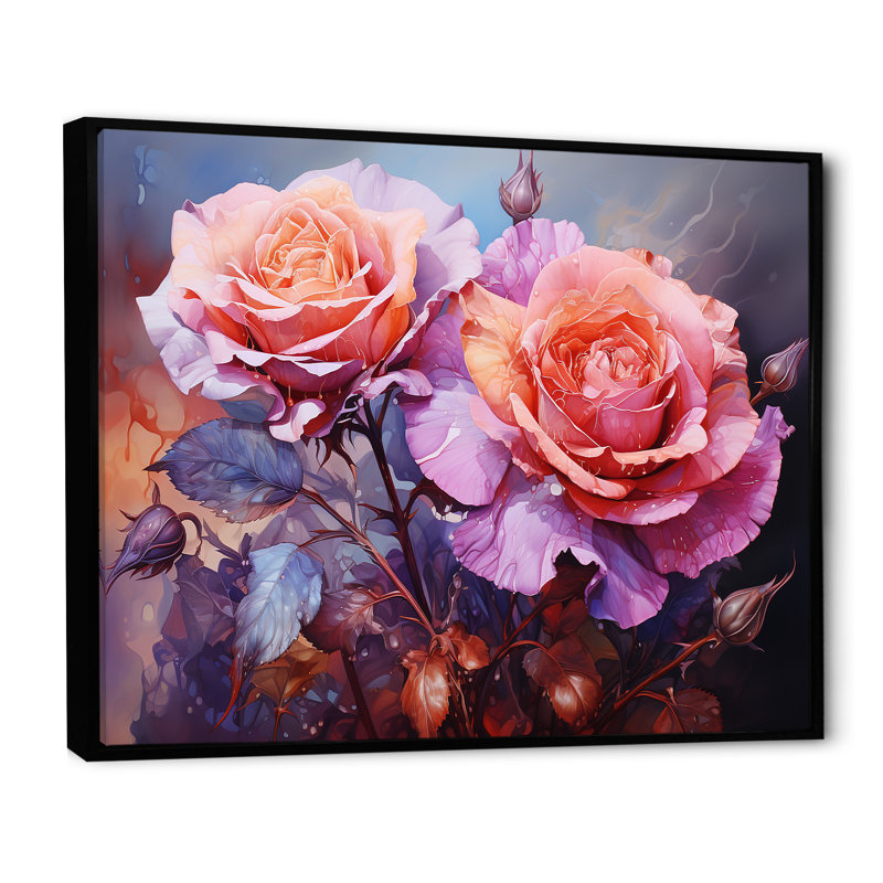 «Pink Misty Rose Spectrum», art mural arc-en-ciel II, Cadre flottant noir, H 30 po x l 40 po x P 1,5 po
