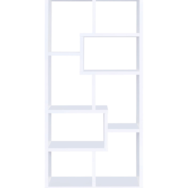 Bibliothèque à 8 tablettes géométriques blanches - Convient au salon et pratique et élégant pour l'espace de travail