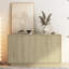 Buffet en bois avec design cannelé, tablettes réglables, console pour placer le buffet de l'armoire décorative moderne, rangement multifonctionnel, bureau approprié-131256529