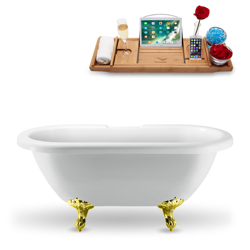 66.9'' x 29.1'' Soaking Acrylic Bathtub, Polished Gold, Polished Gold