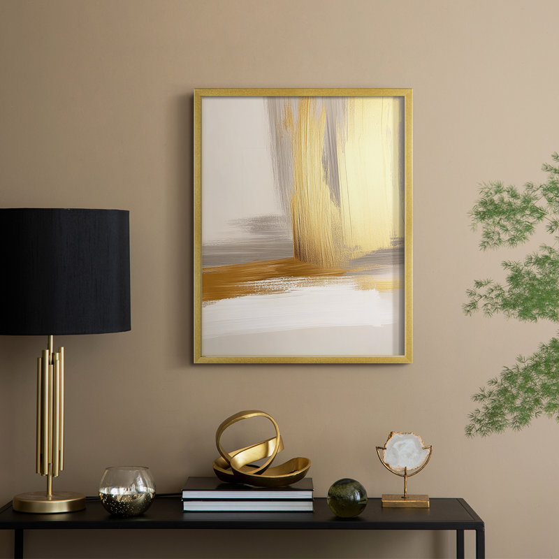 "Abstract", reproduction encadrée - prêt à accrocher - fabriquée aux États-Unis, H 29 po x l 23 po, Or
