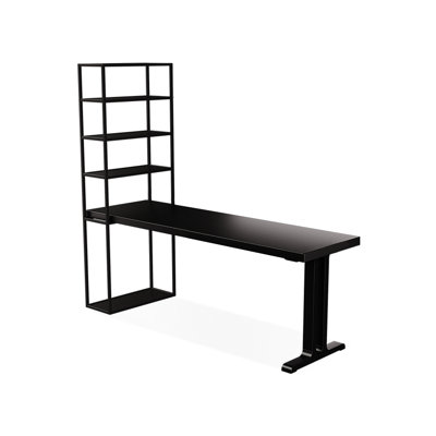 Black Rectangular Solid Wood + Iron Desk