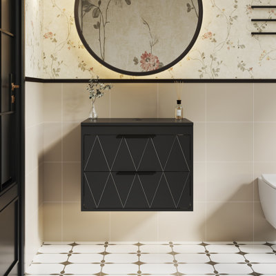 Bathilde 24" Modern Wall Mounted Single Bathroom Vanity Base Only, Vessel Sink not Included