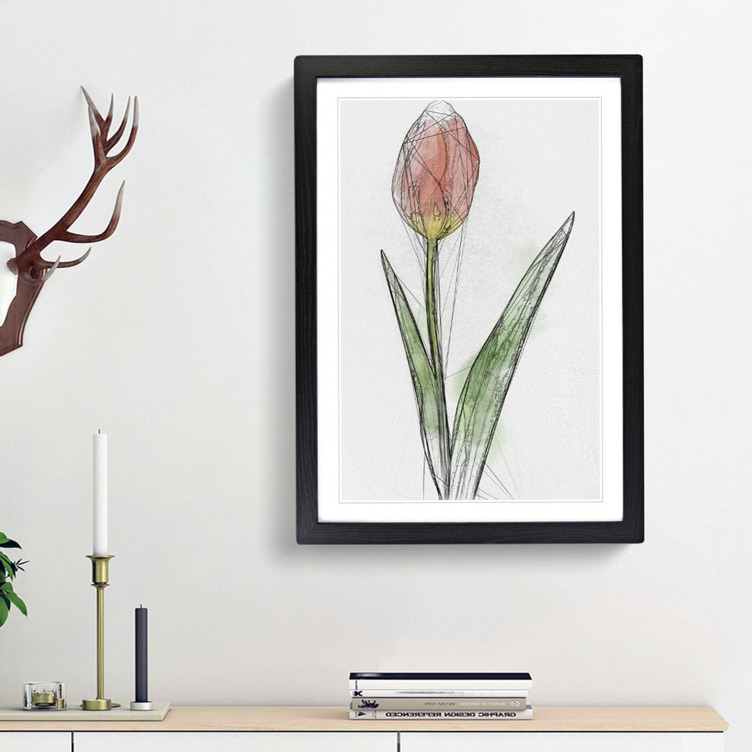 Orange and Yellow Tulip Flower in Abstract - Picture Frame Graphic Art Print