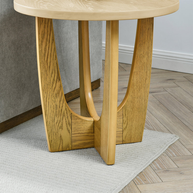 Round End Table, Wooden Side Table, Night Stand For Bedroom, Living Room ,Reception Room, Oak